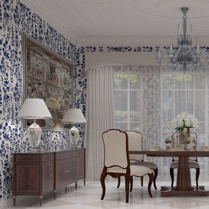 Bahaar | Gauze | Navy | Wallpaper