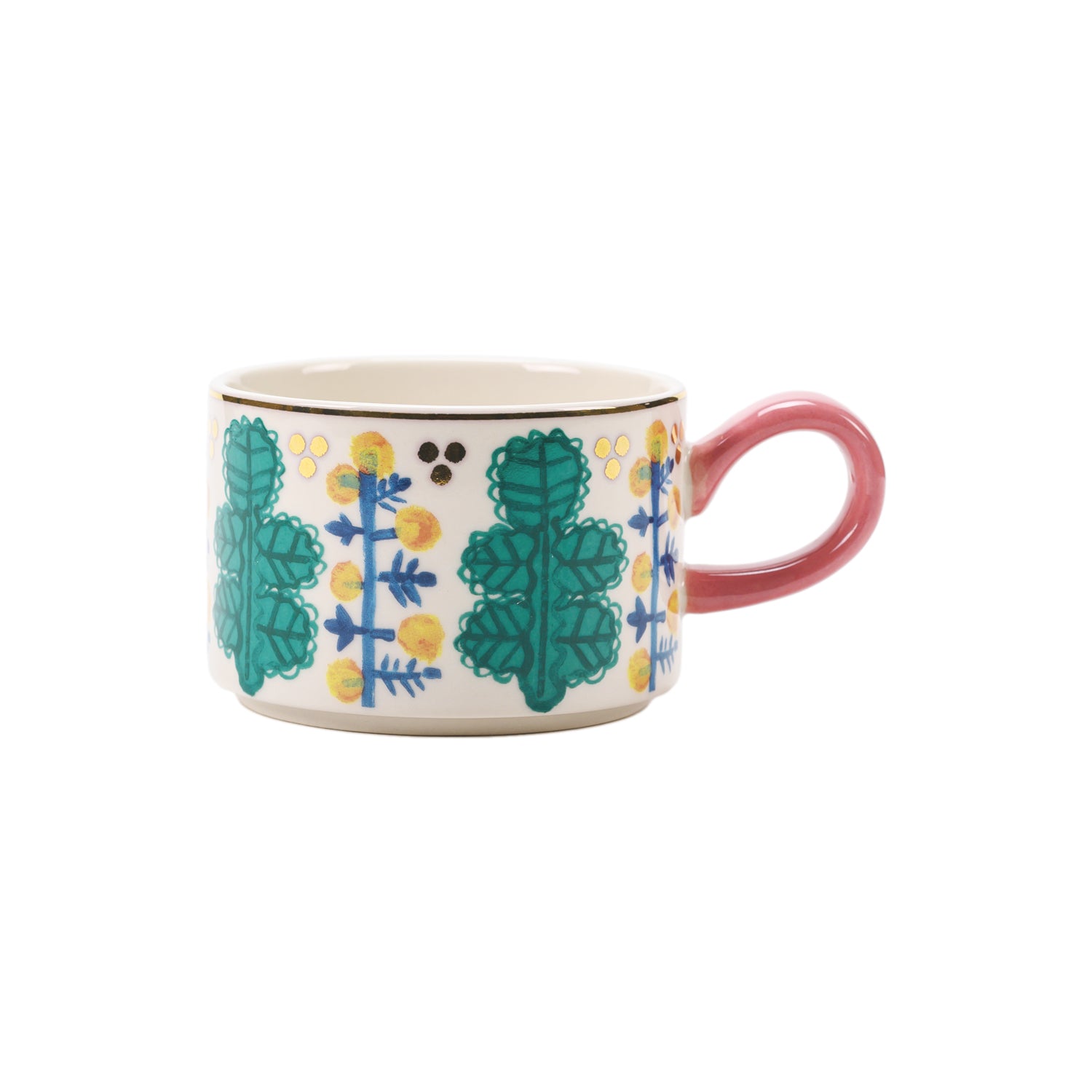 MONKEY BUSINESS - TEA FOR TWO CUP & TEA POT WITH GOLD ACCENT - SET OF 4