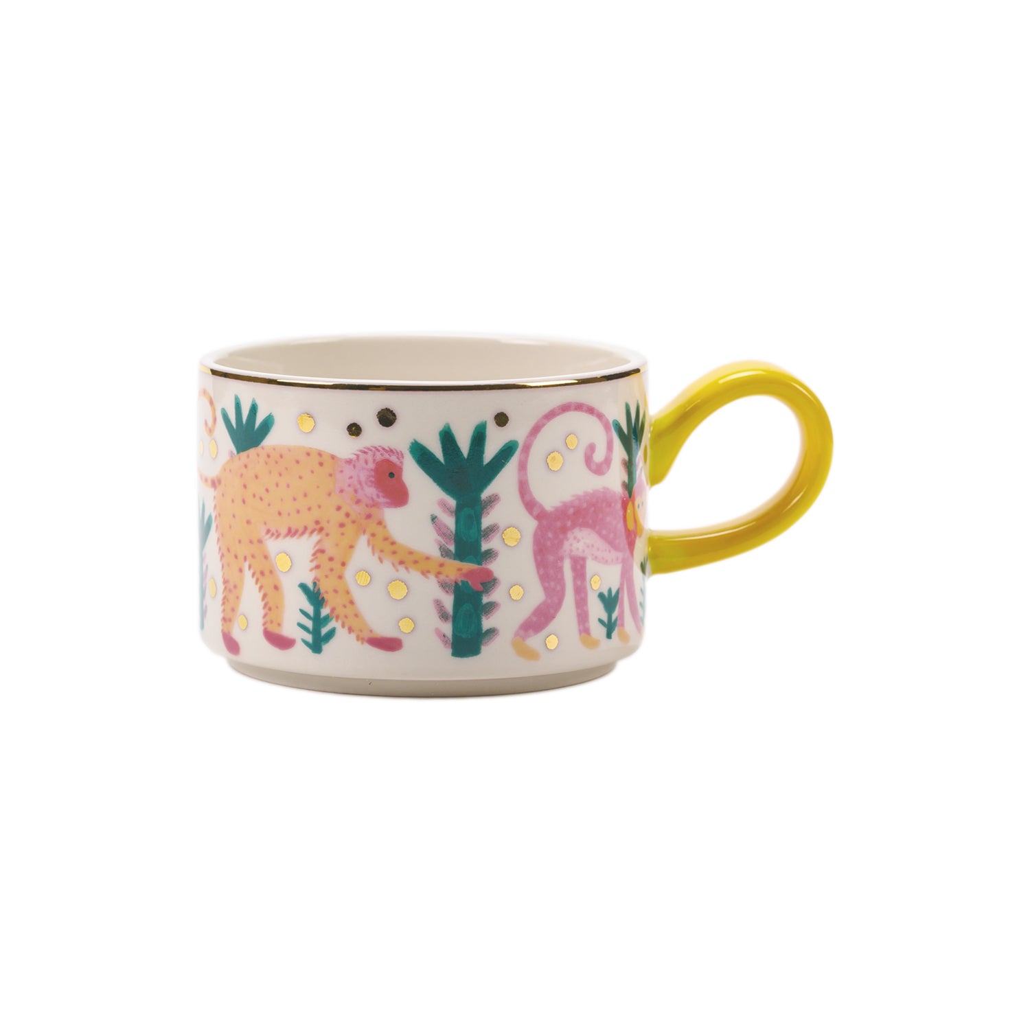 MONKEY BUSINESS - TEA FOR TWO CUP & TEA POT WITH GOLD ACCENT - SET OF 4