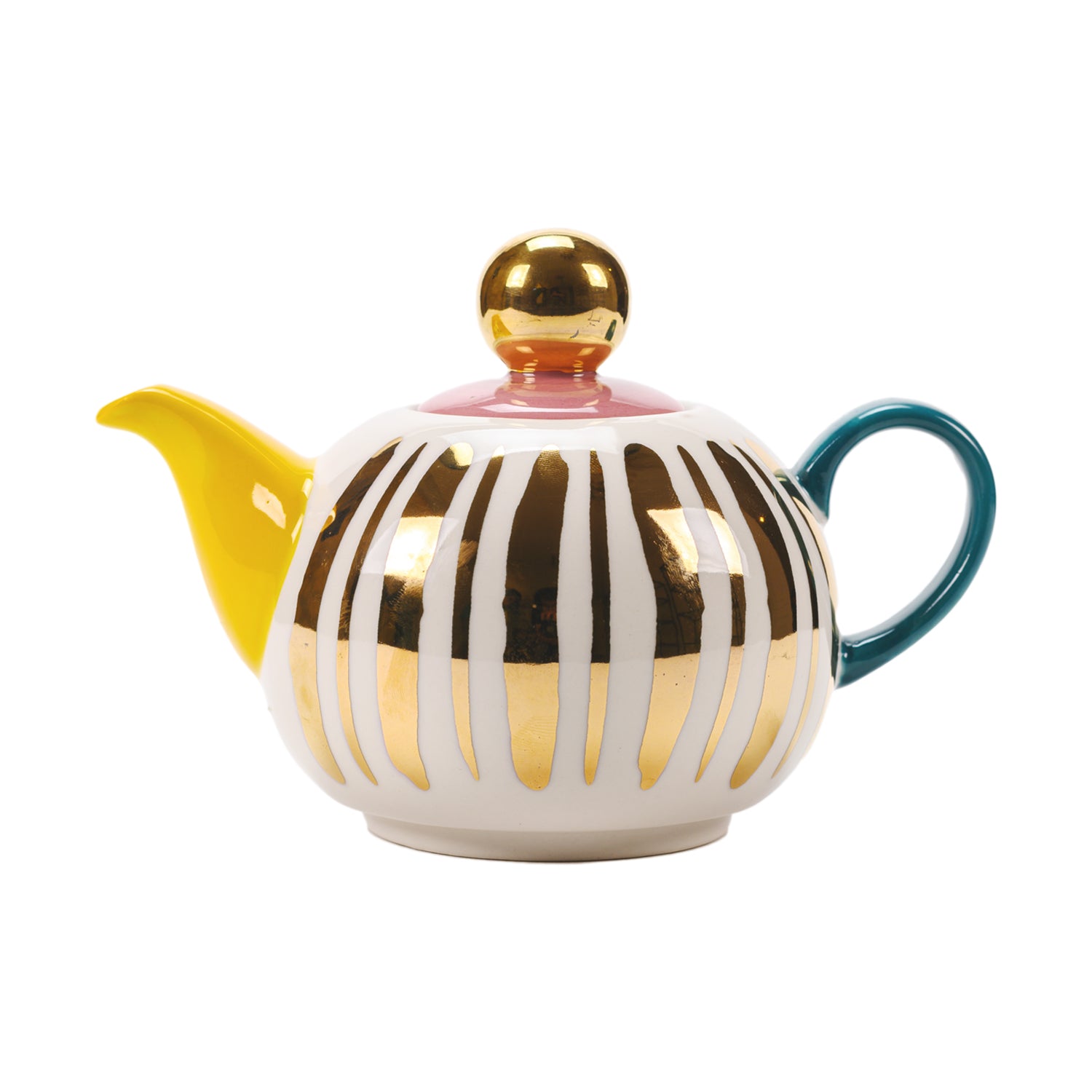 MONKEY BUSINESS - TEA FOR TWO CUP & TEA POT WITH GOLD ACCENT - SET OF 4