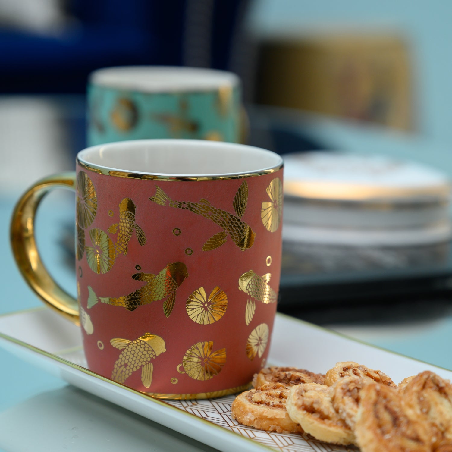 KOI (TERRA) - MUGS WITH GOLD ACCENT - SET OF 2