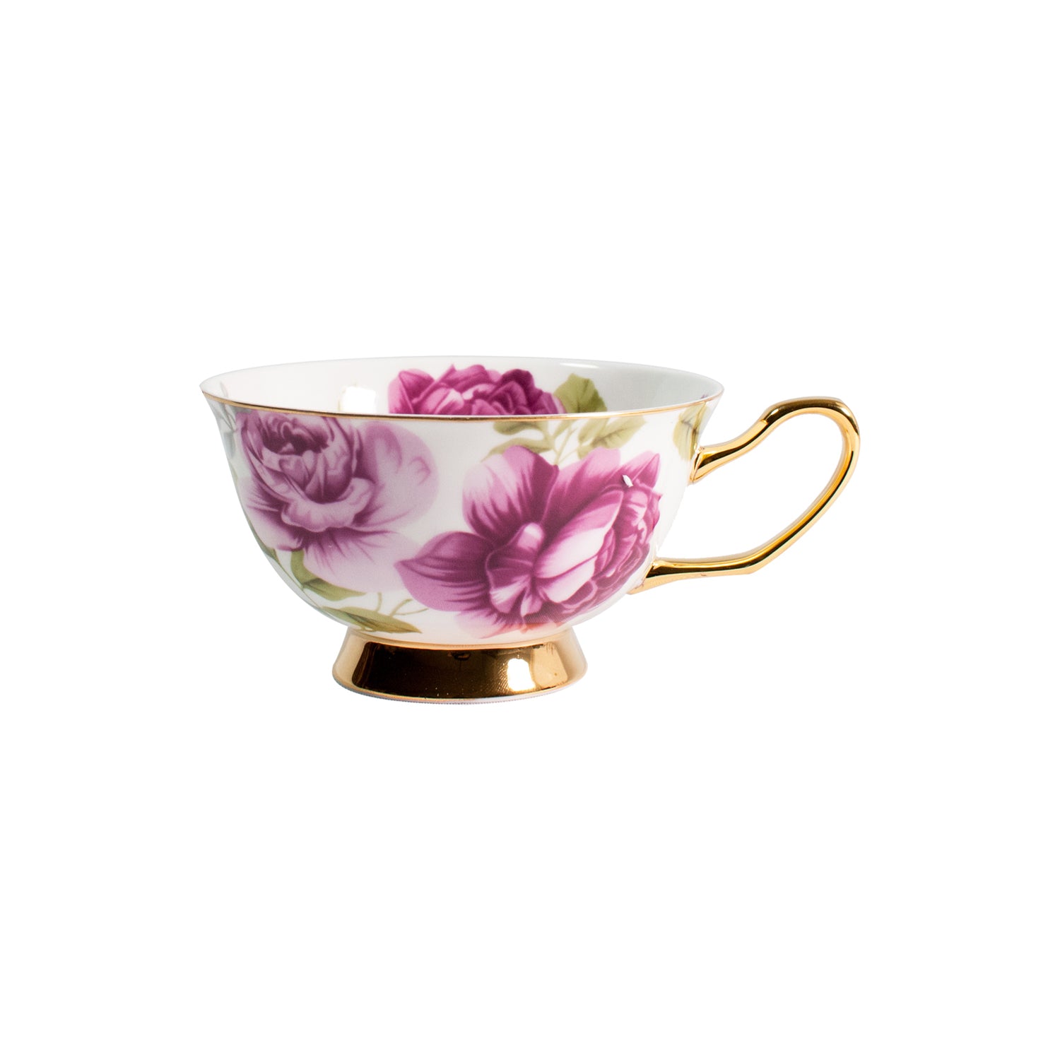 ROZA 1 - TEA CUP & SAUCER WITH GOLD ACCENT - SET OF 4