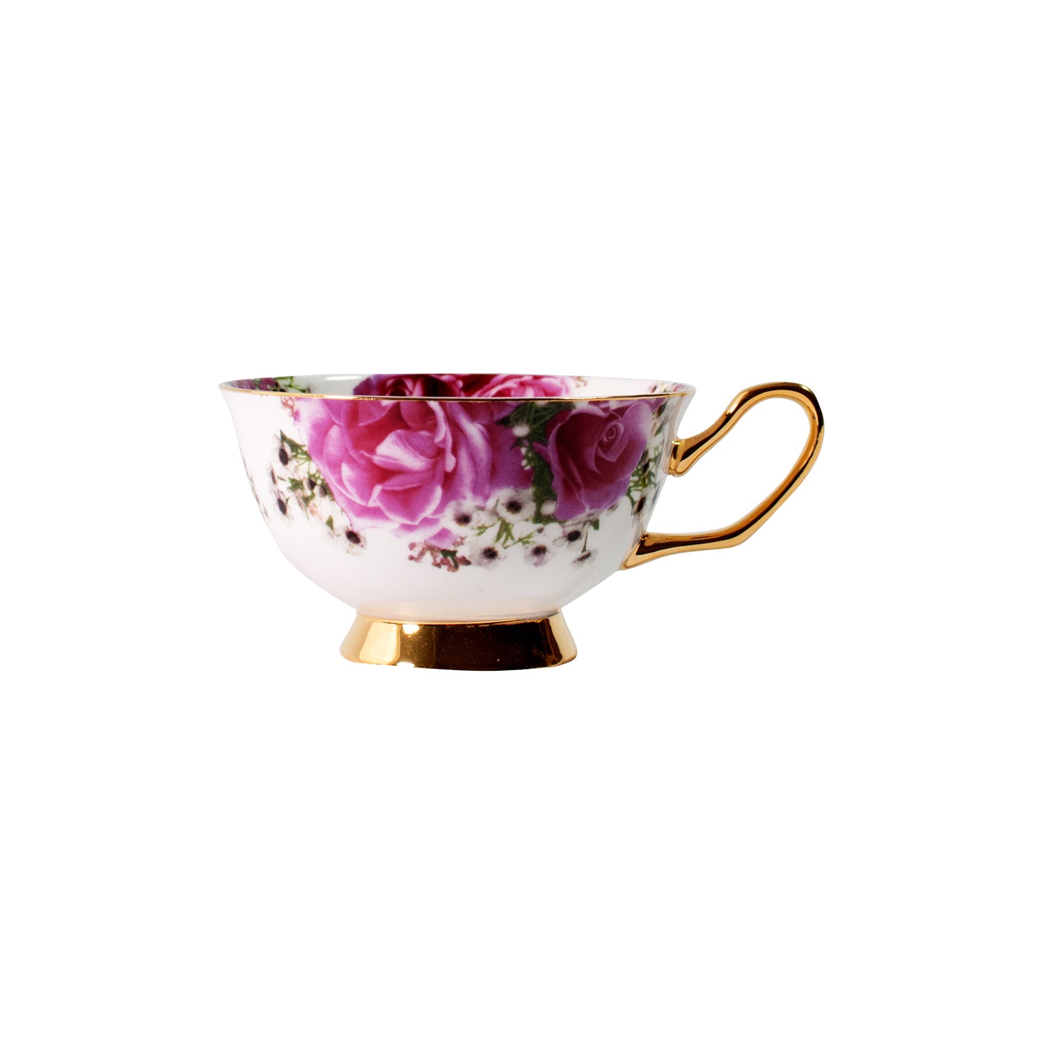 ROZA 2 - TEA CUP & SAUCER WITH GOLD ACCENT - SET OF 4