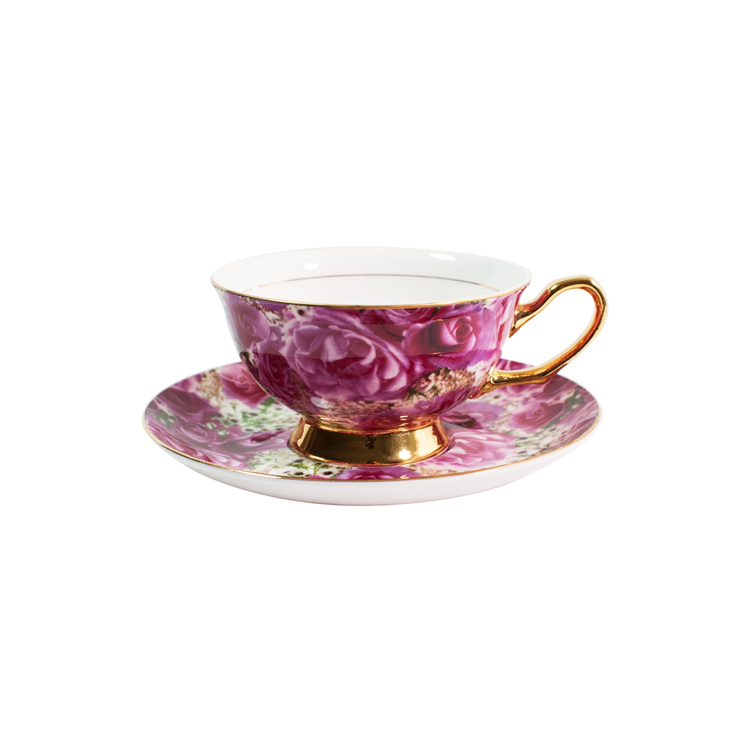 ROZA 3 - TEA CUP & SAUCER WITH GOLD ACCENT - SET OF 4