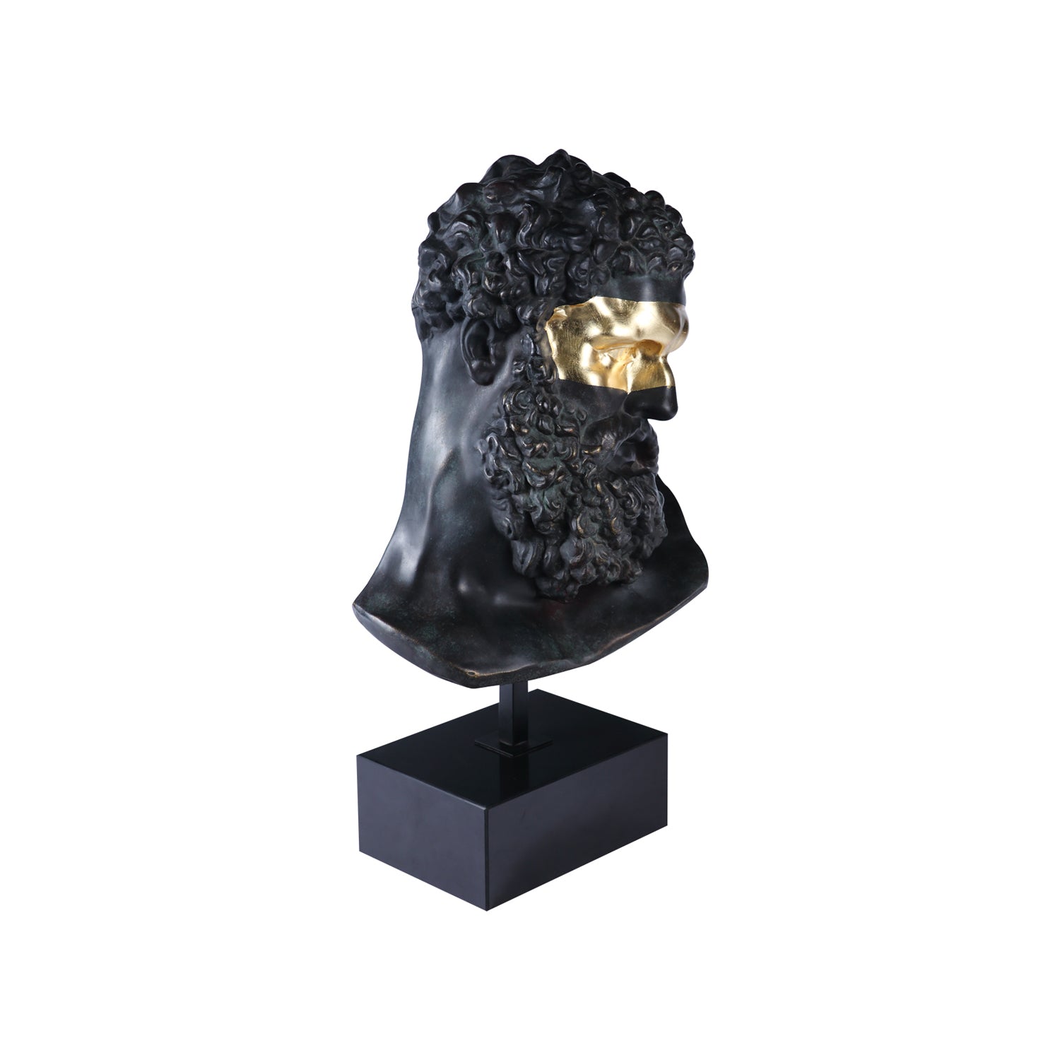 HERCULES BUST SCULPTURE LARGE ON MARBLE BASE