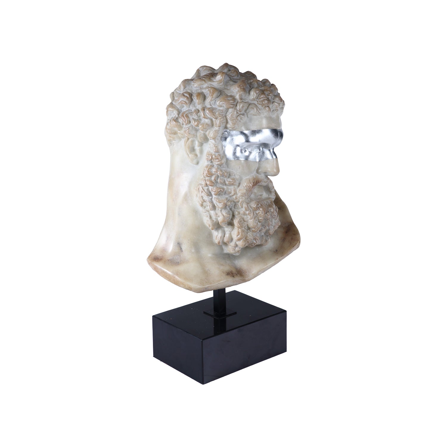 HERCULES BUST SCULPTURE LARGE ON MARBLE BASE