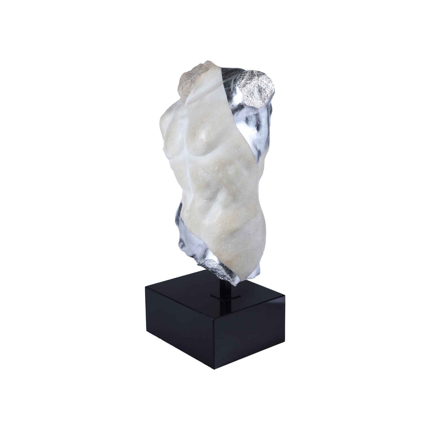 ANCIENT MALE TORSO SCULPTURE ON MARBLE BASE