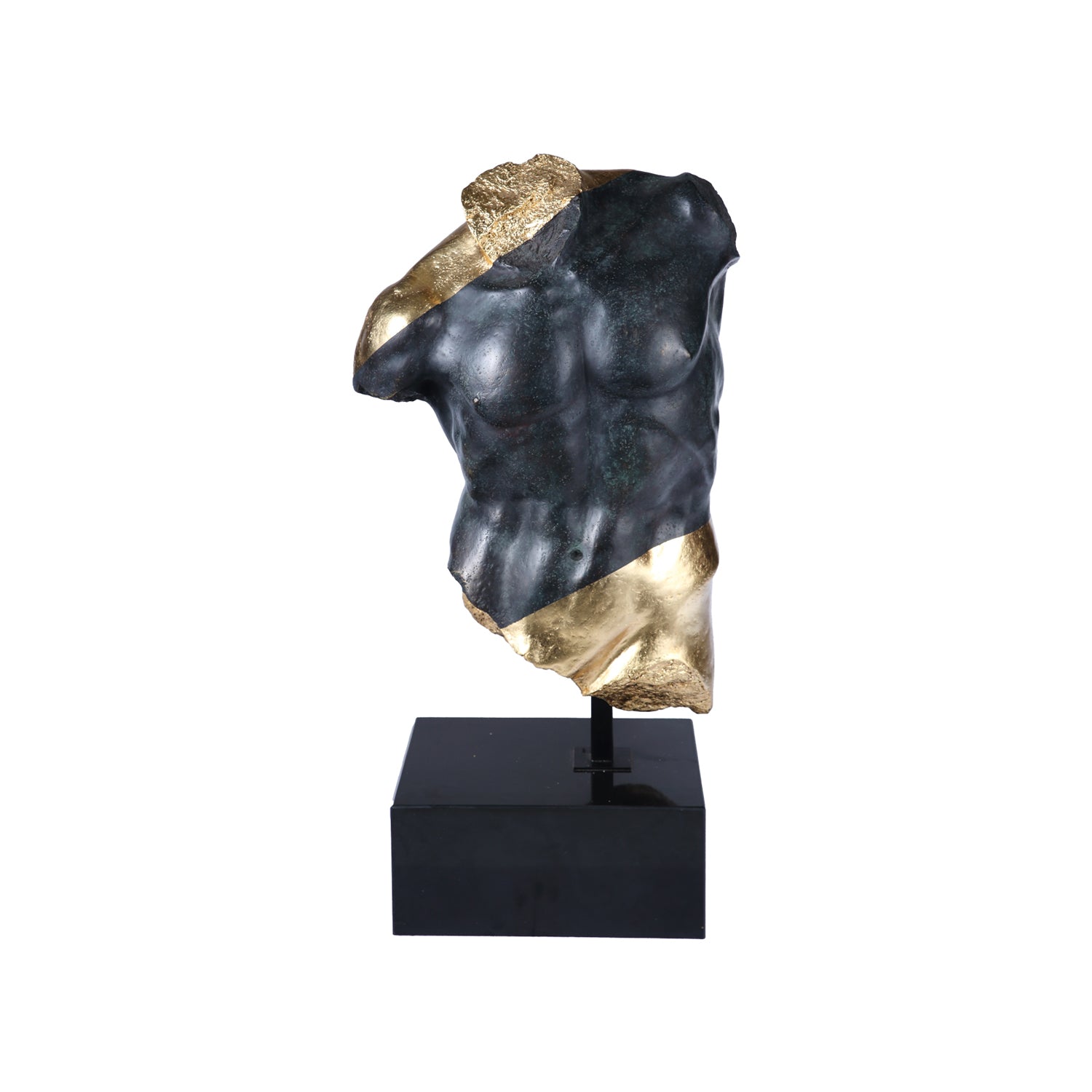 ANCIENT MALE TORSO SCULPTURE ON MARBLE BASE