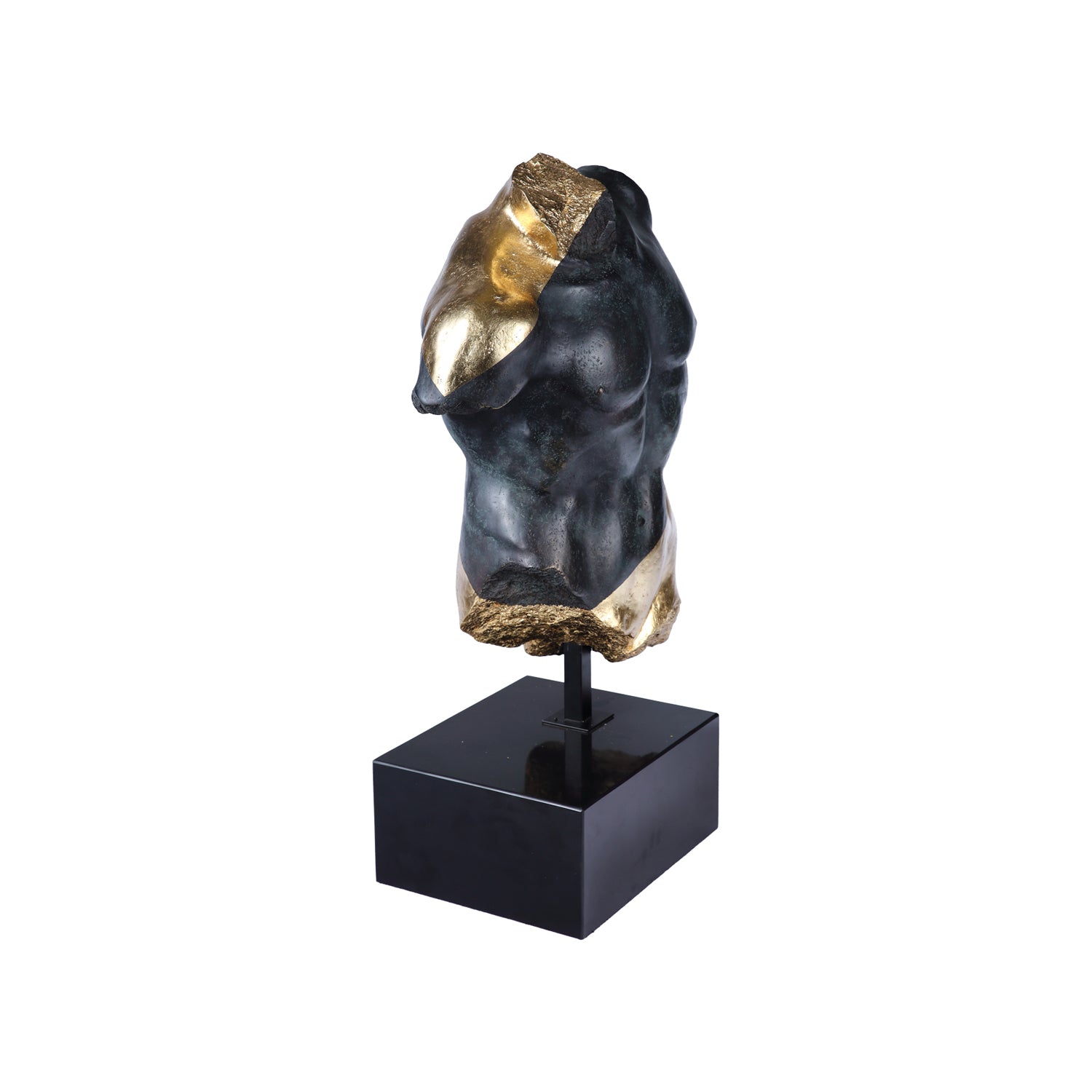 ANCIENT MALE TORSO SCULPTURE ON MARBLE BASE