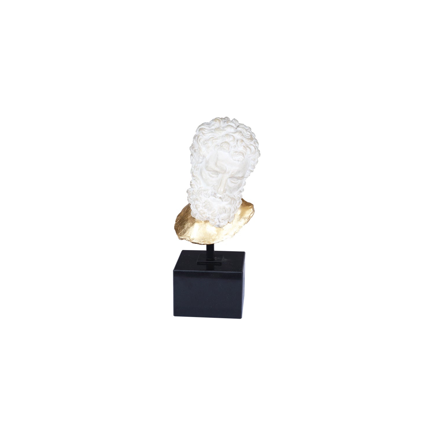HERCULES BUST SCULPTURE MEDIUM ON MARBLE BASE