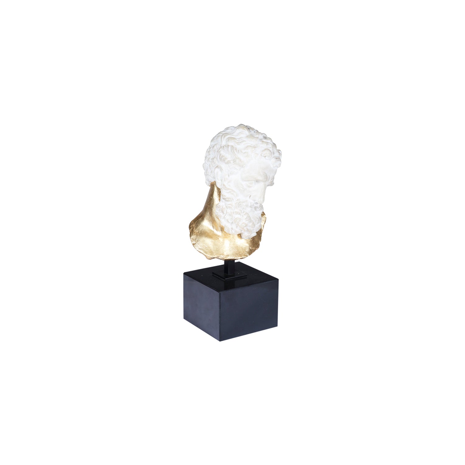 HERCULES BUST SCULPTURE MEDIUM ON MARBLE BASE