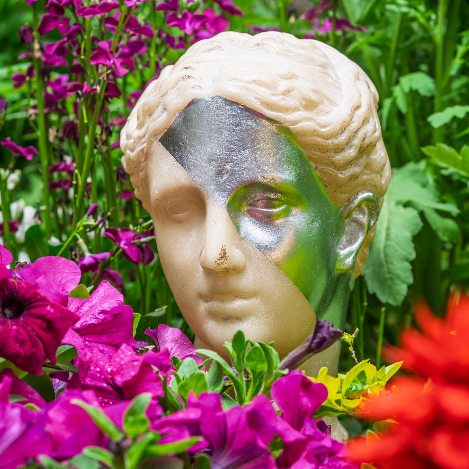 APHRODITE BUST SCULPTURE ON MARBLE BASE