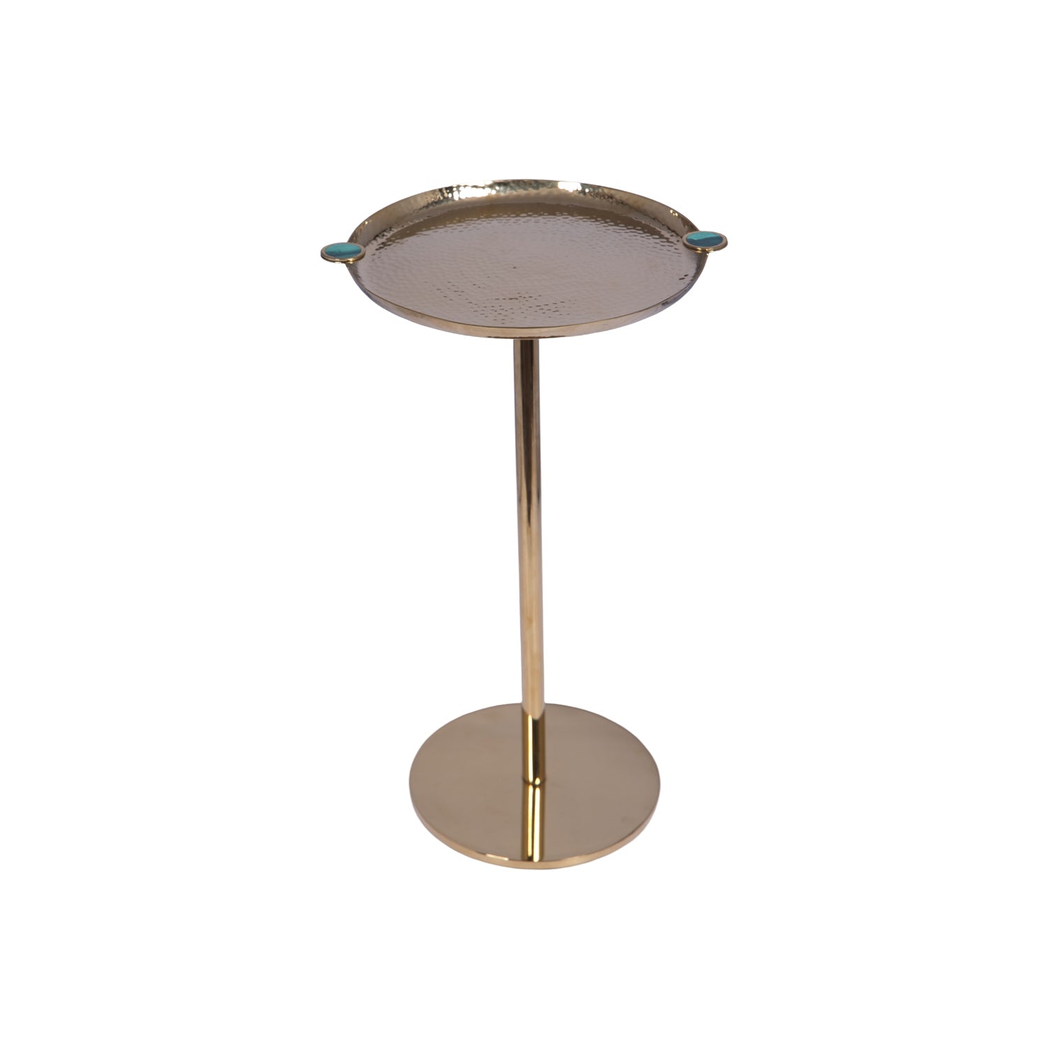 THAALI PEG TABLE 01 - HAMMERED METAL WITH SEMI PRECIOUS ACCENTS