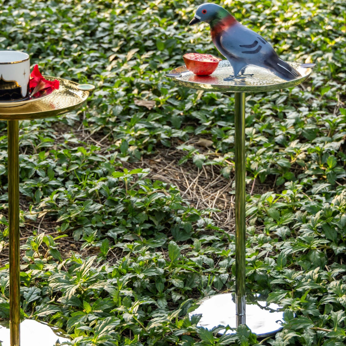 THAALI PEG TABLE 02 - HAMMERED METAL WITH SEMI PRECIOUS ACCENTS