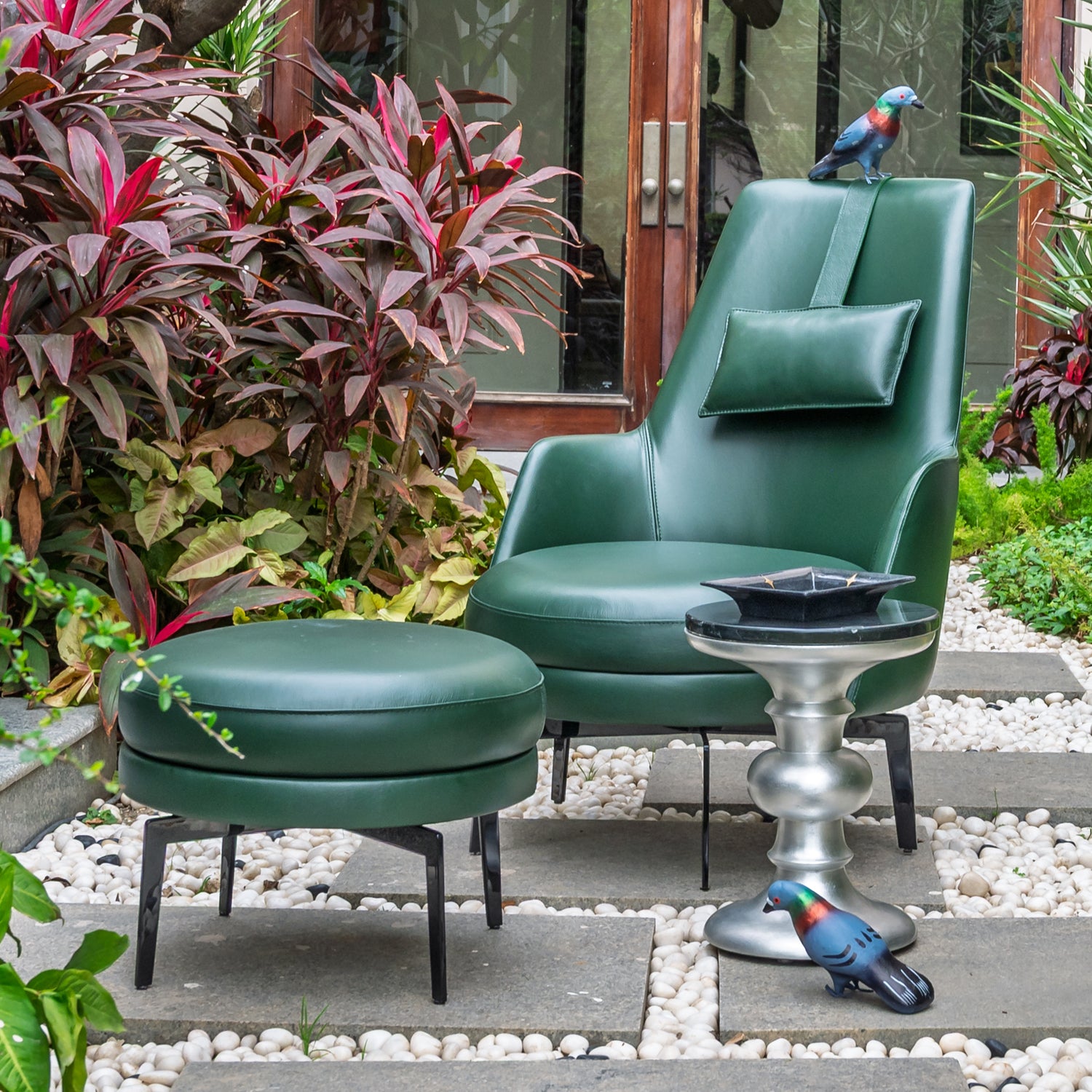 ARM CHAIR WITH OTTOMAN SET OF 2