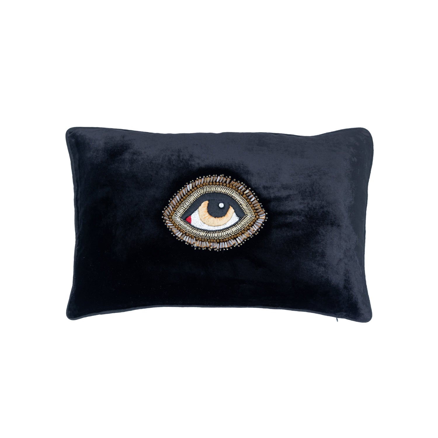 NAZAR (NOIR) - EMBROIDERED MINI LUMBAR CUSHION SET OF 2