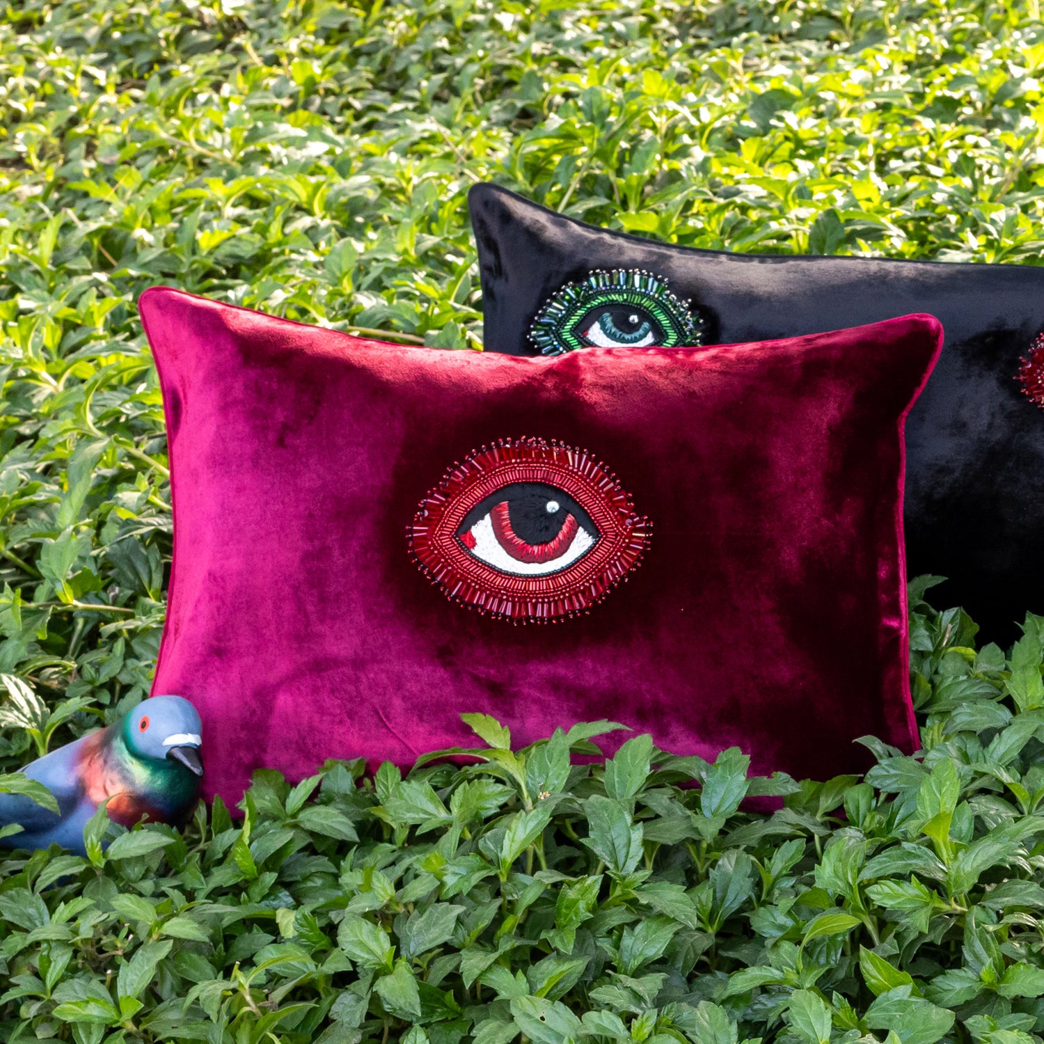 NAZAR (RUBY) - EMBROIDERED MINI LUMBAR CUSHION SET OF 2