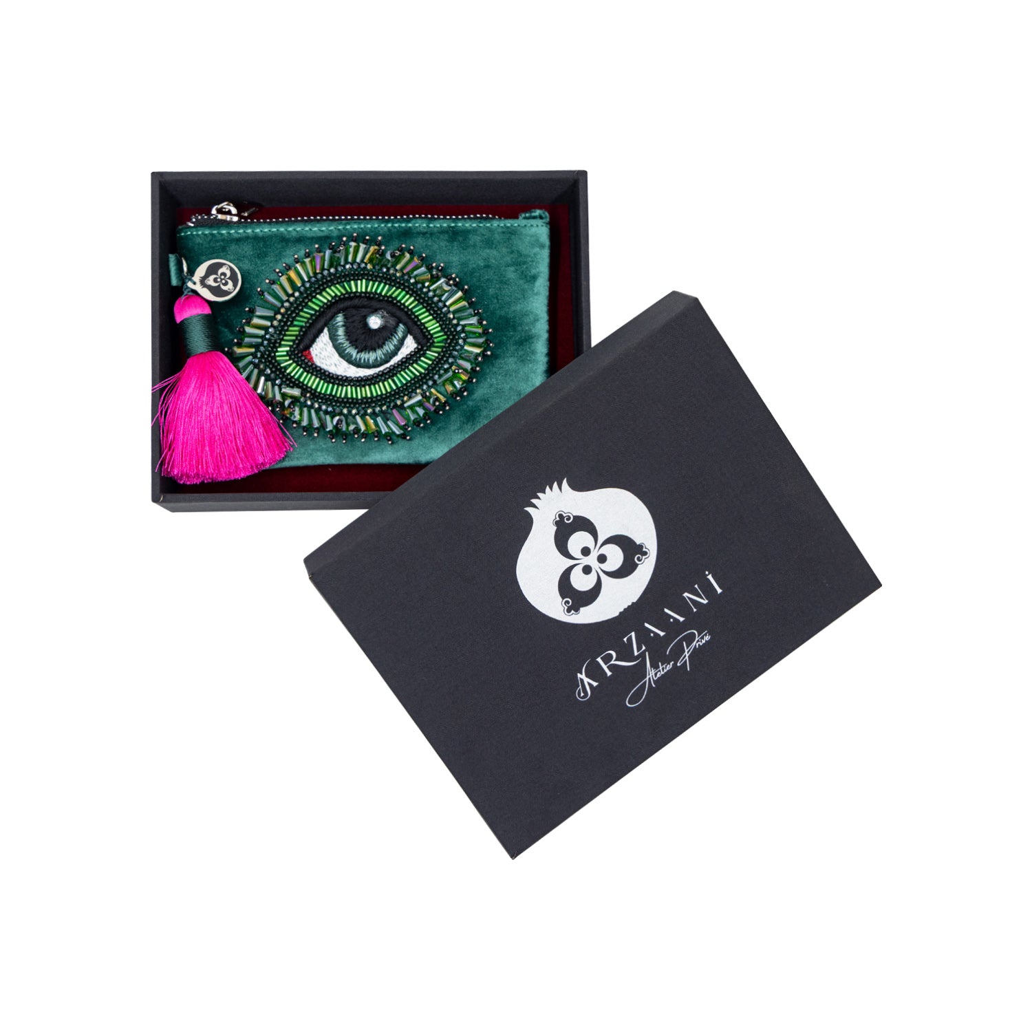 EMBROIDERED POCHETTE - EMERALD