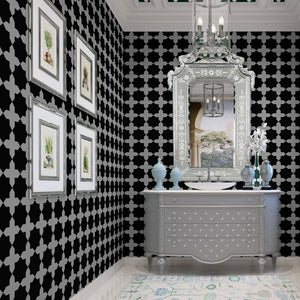 Tabriz | Lustre | Black | Wallpaper