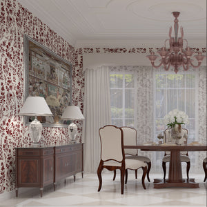 Bahaar | Gauze | Burgundy | Wallpaper