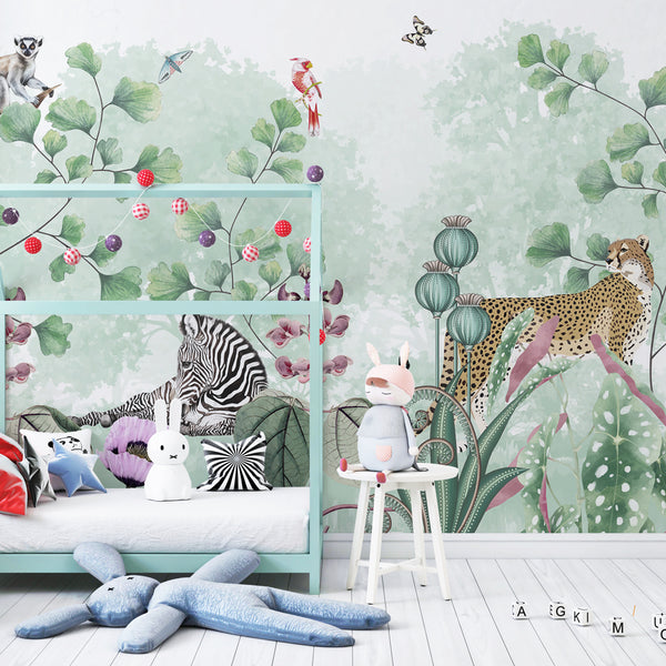 LE ZOO | LAWN | MINT | WALLPAPER