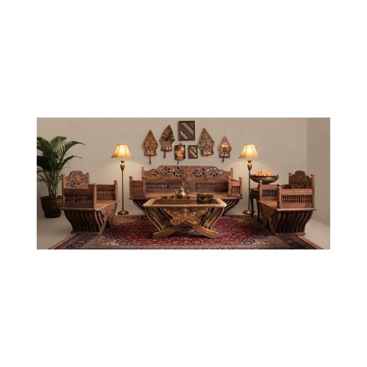Wooden Carved Lounge Suite with Center Table Artefacts
Artifacts
South Indian artifacts
Indian artefacts