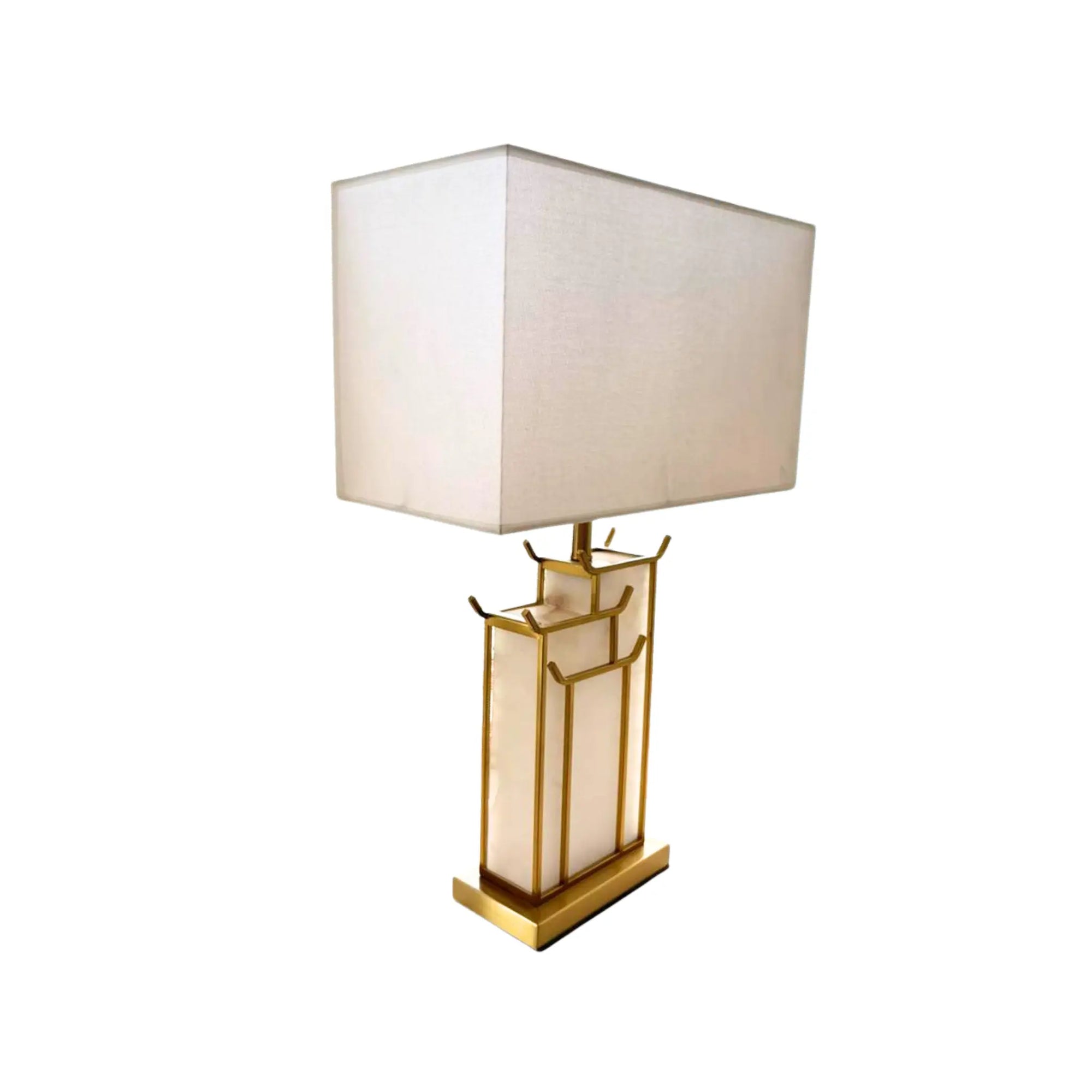 PAGODA, WHITE MARBLE WITH GOLD METAL - WHITE SHADE | NEW IN