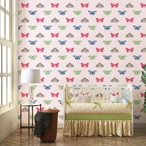PAPILLON | LAWN | BLUSH | WALLPAPER