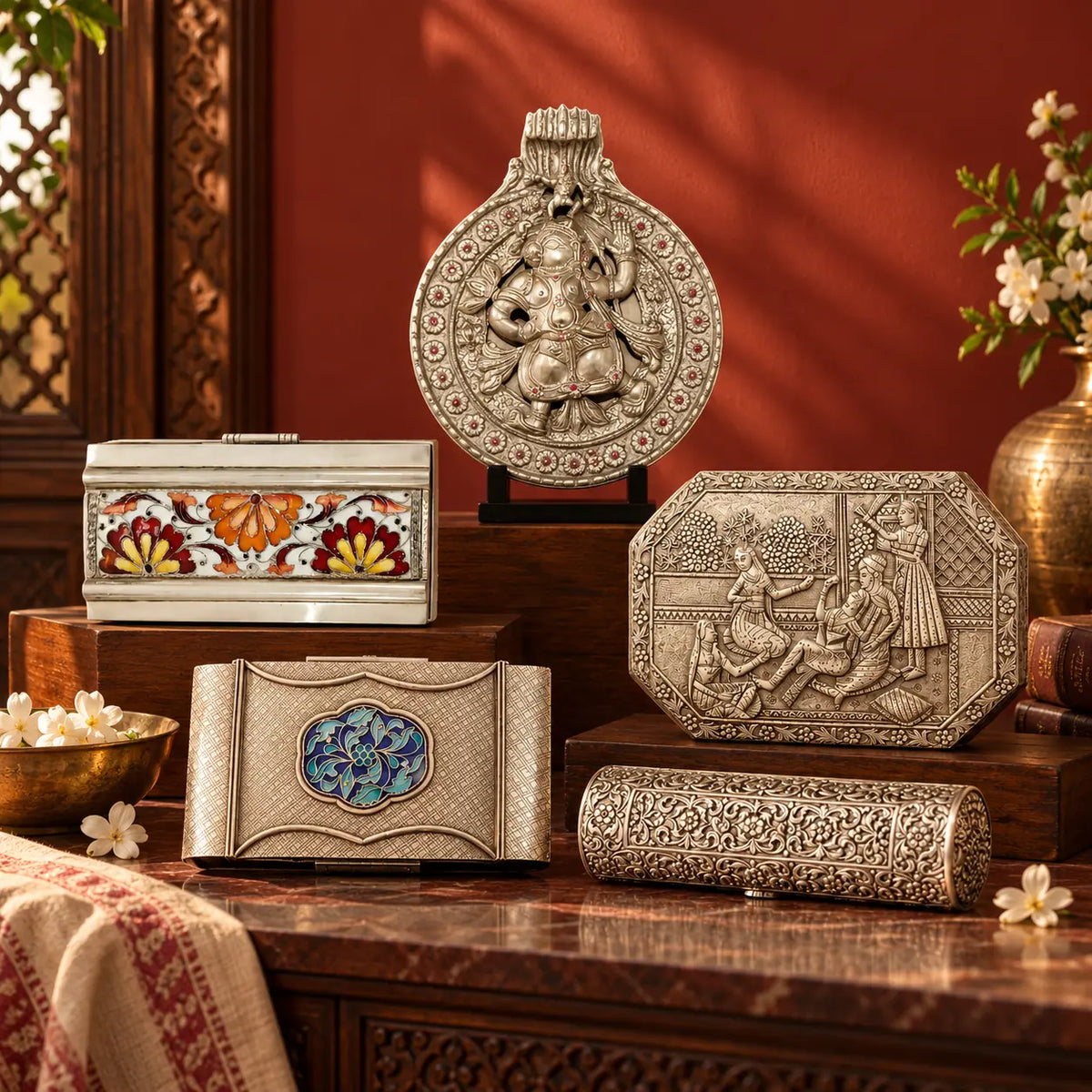 Arzaani
Silver Box with Meenakari Work Artefacts
Artifacts
South Indian artifacts
Indian artefacts