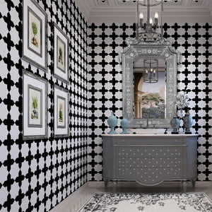 Tabriz | Gauze | Black – Flock | Wallpaper