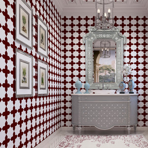 Tabriz | Gauze | Burgundy – Flock | Wallpaper