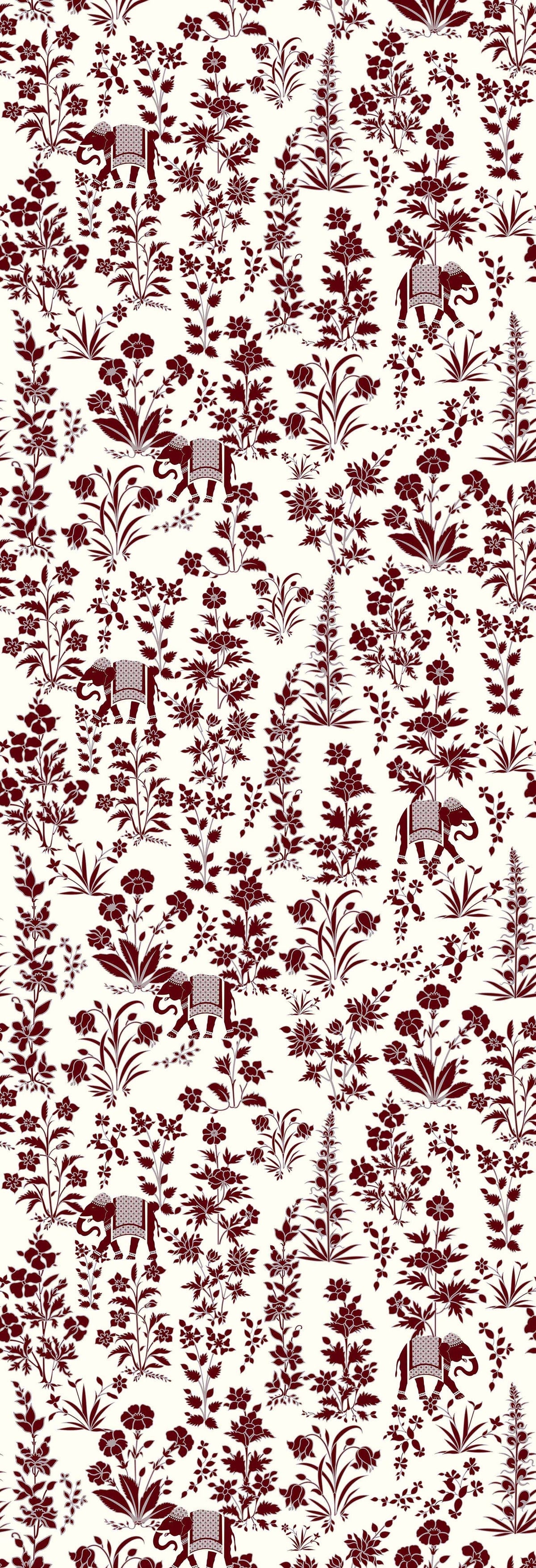 Bahaar | Gauze | Burgundy | Wallpaper