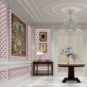 Tara | Gauze | Burgundy – Flock | Wallpaper