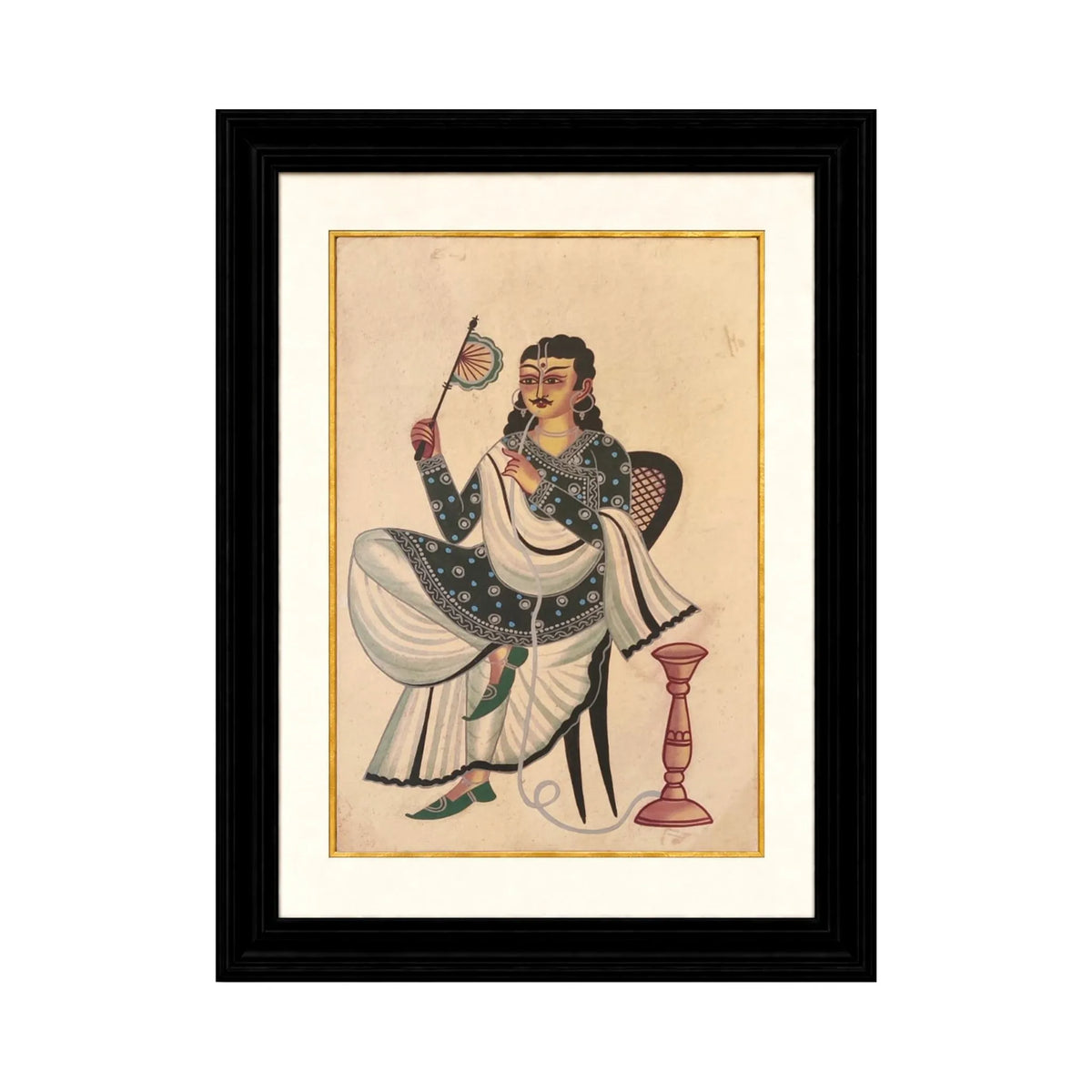 Arzaani 
Babu with a Fan
Kalighat Paintings
30-40 years old