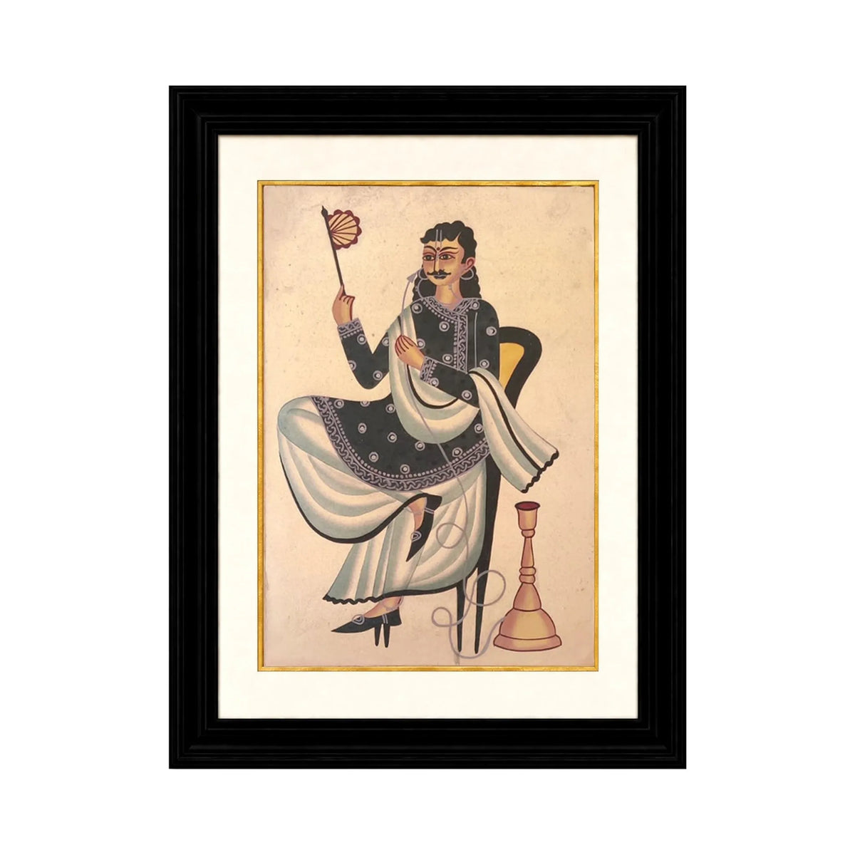 Arzaani 
Babu with a Fan and Hookah
Kalighat Paintings
30-40 years old