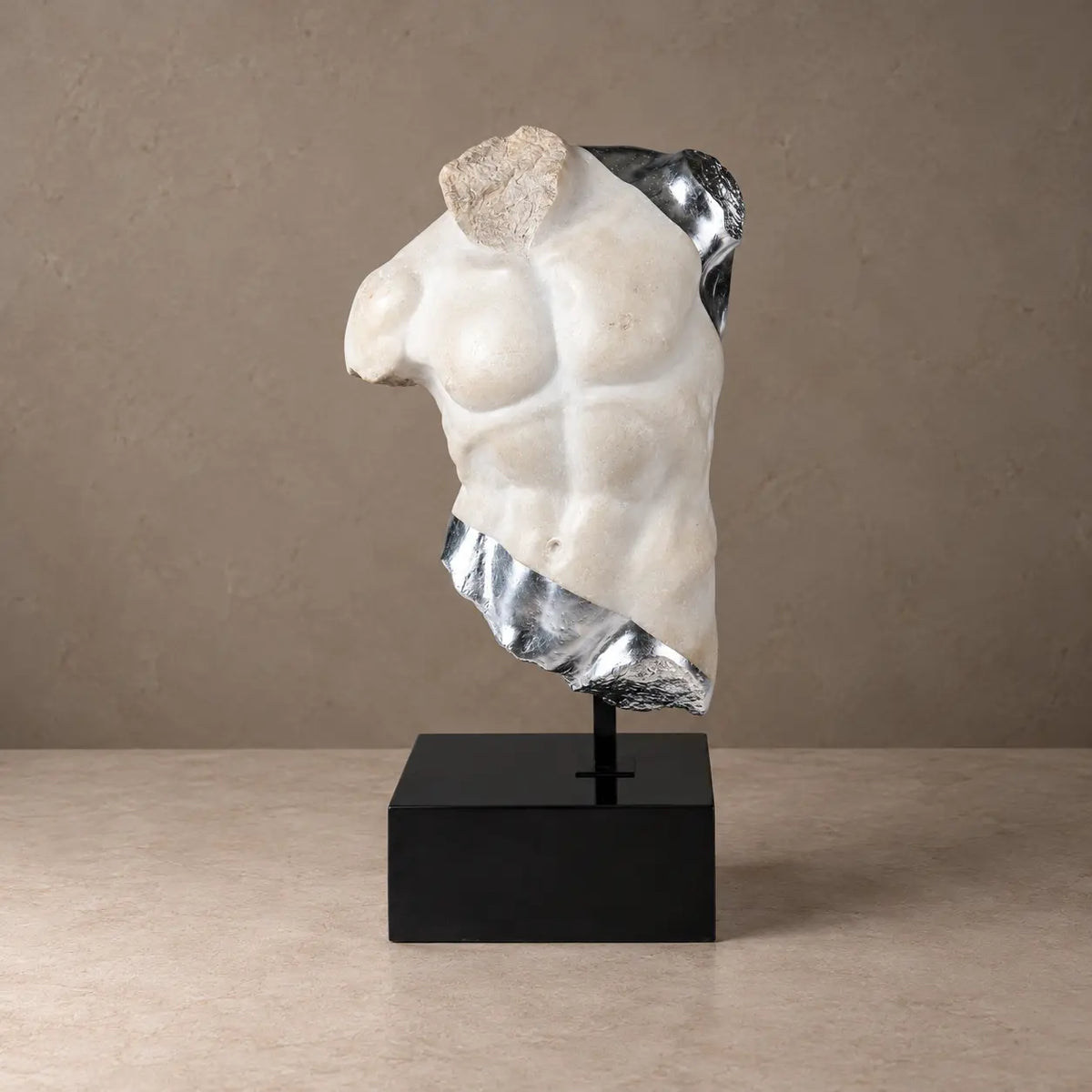 Casa Paradox Ancient Male Torso Sculpture On Marble Base Sculptures