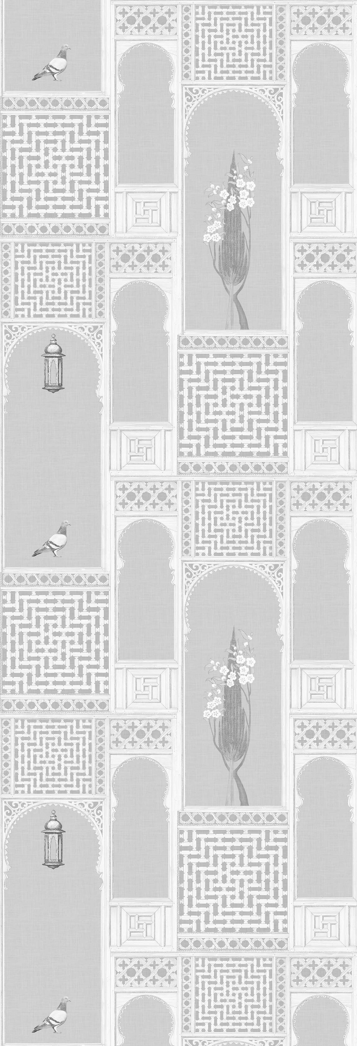 Jharoka | Gauze | Grey | Wallpaper