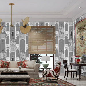 Jharoka | Lustre | Grey | Wallpaper