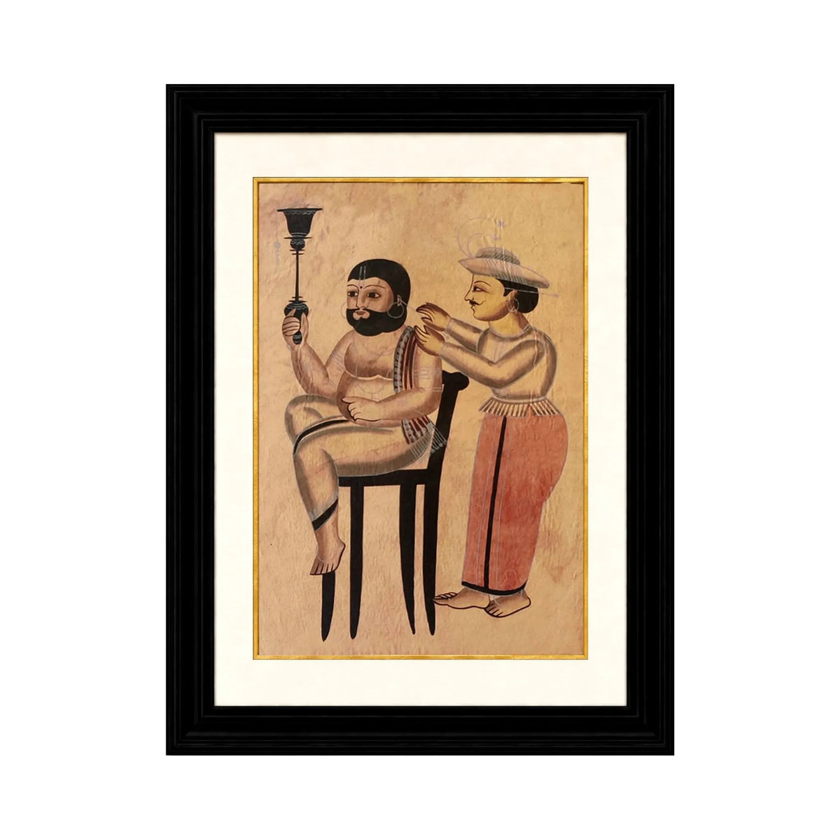 Arzaani 
Hookah Smoker with an Attendant
Kalighat Paintings
30-40 years old