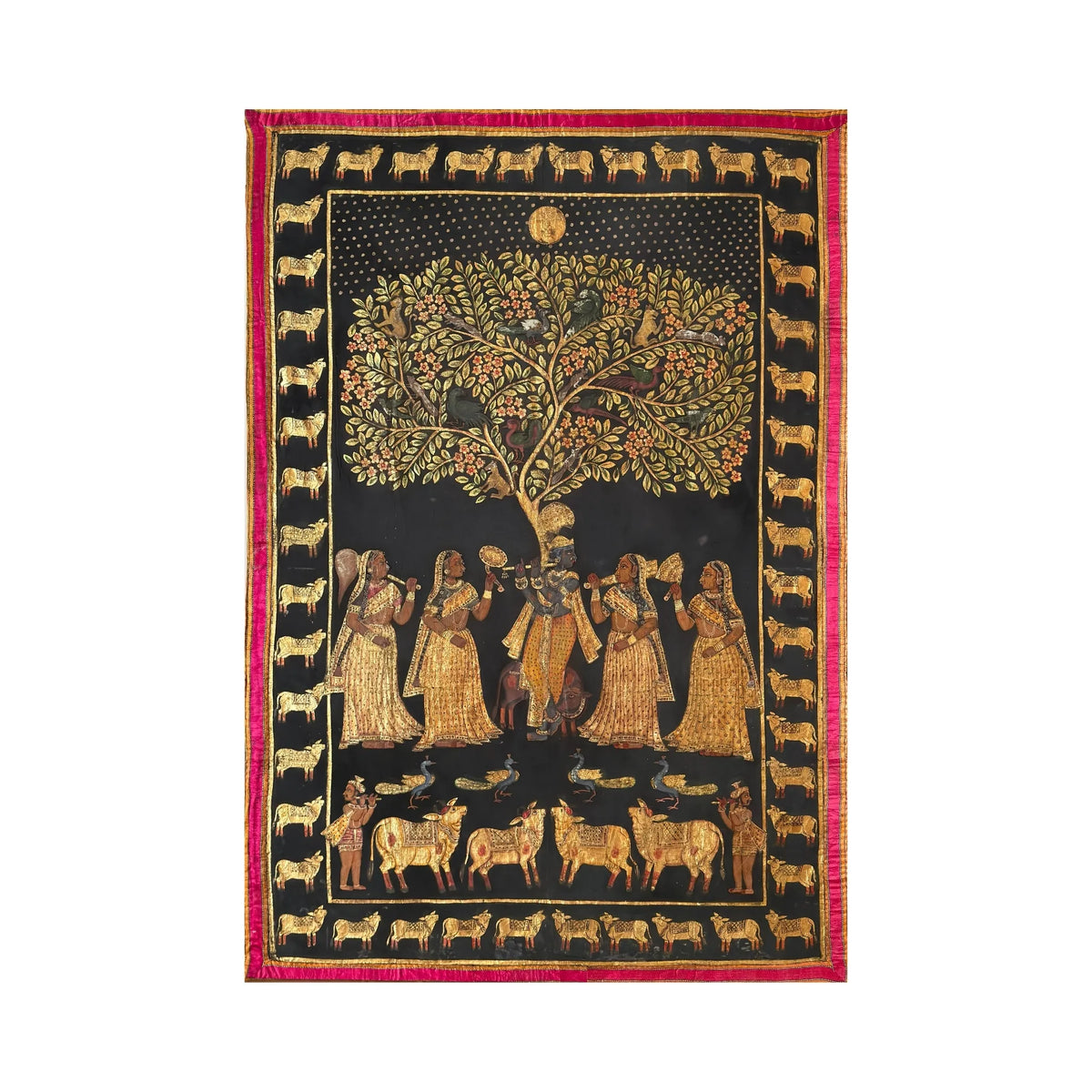 Krishna Playing Flute under a Tree Pichwai