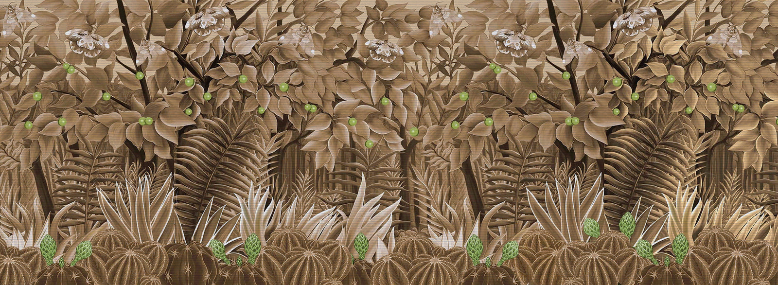 Mandarin Forest | Shantung | Sepia | Wallpaper