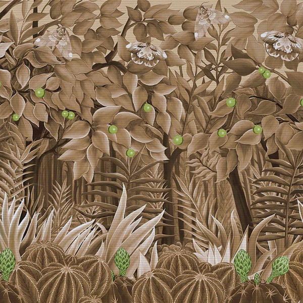 Mandarin Forest | Shantung | Sepia | Wallpaper
