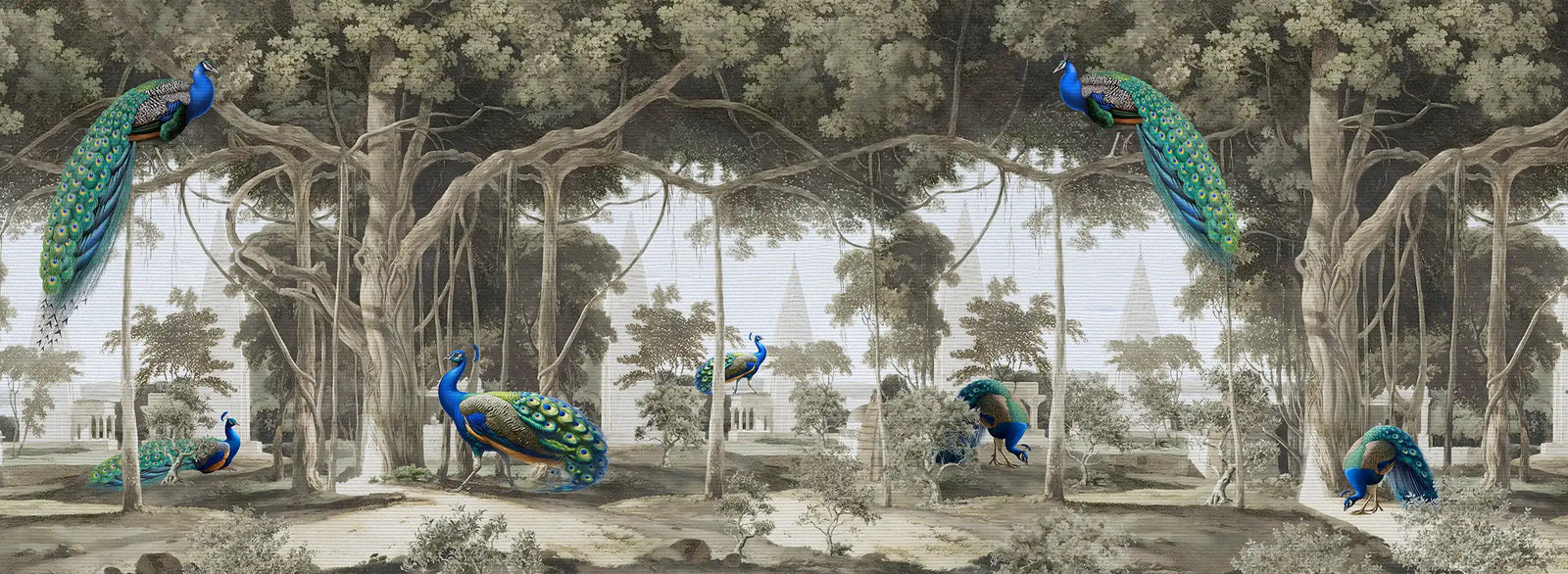Mor Bagh | Shantung | Natural | Wallpaper