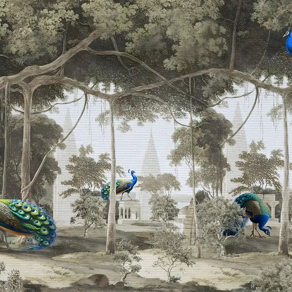 Mor Bagh | Shantung | Natural | Wallpaper