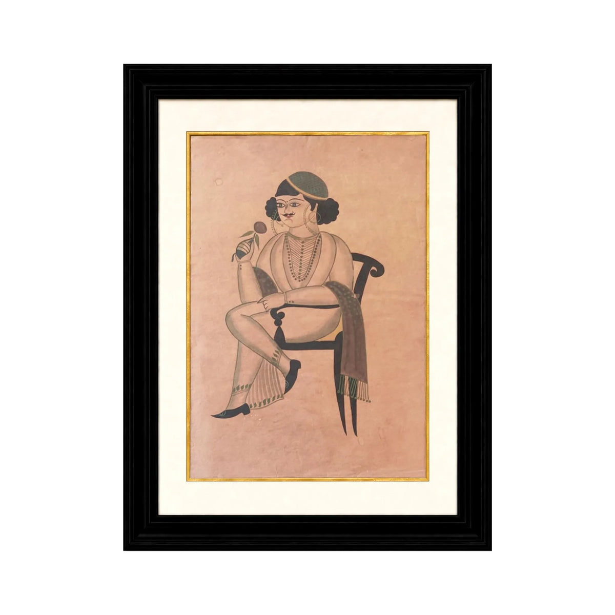 Arzaani 
Seated Babu in Contemplation
Kalighat Paintings
30-40 years old