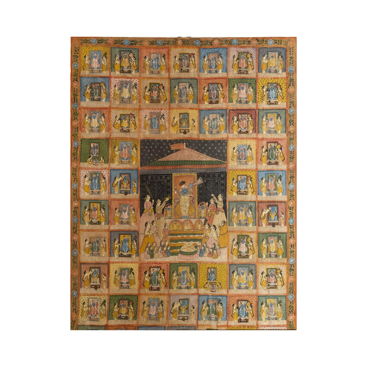 Shrinathji  Surrounded by Multiple Forms and Devotees Pichwai