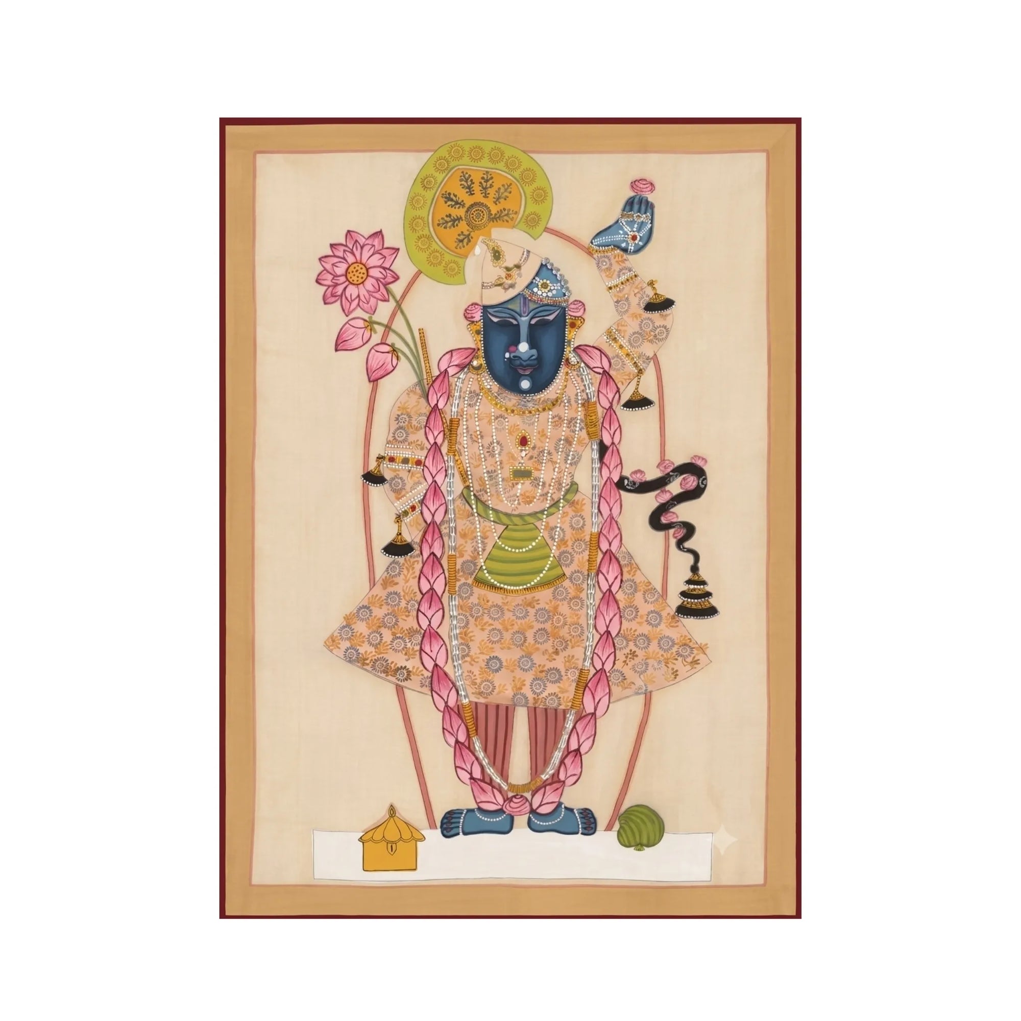 Shrinathji With Lotus garland Pichwai