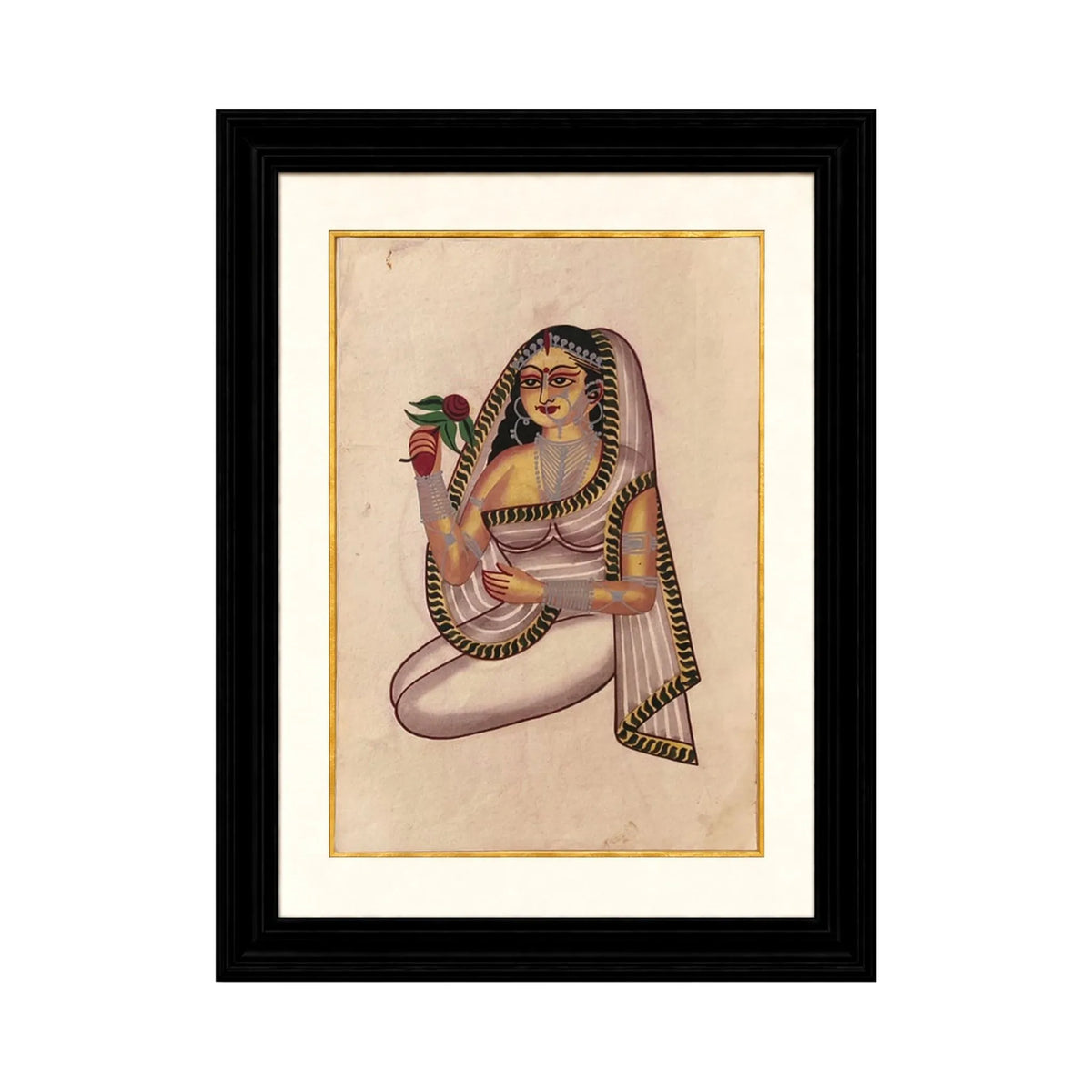 Arzaani 
Veiled Woman with a Rose
Kalighat Paintings
30-40 years old