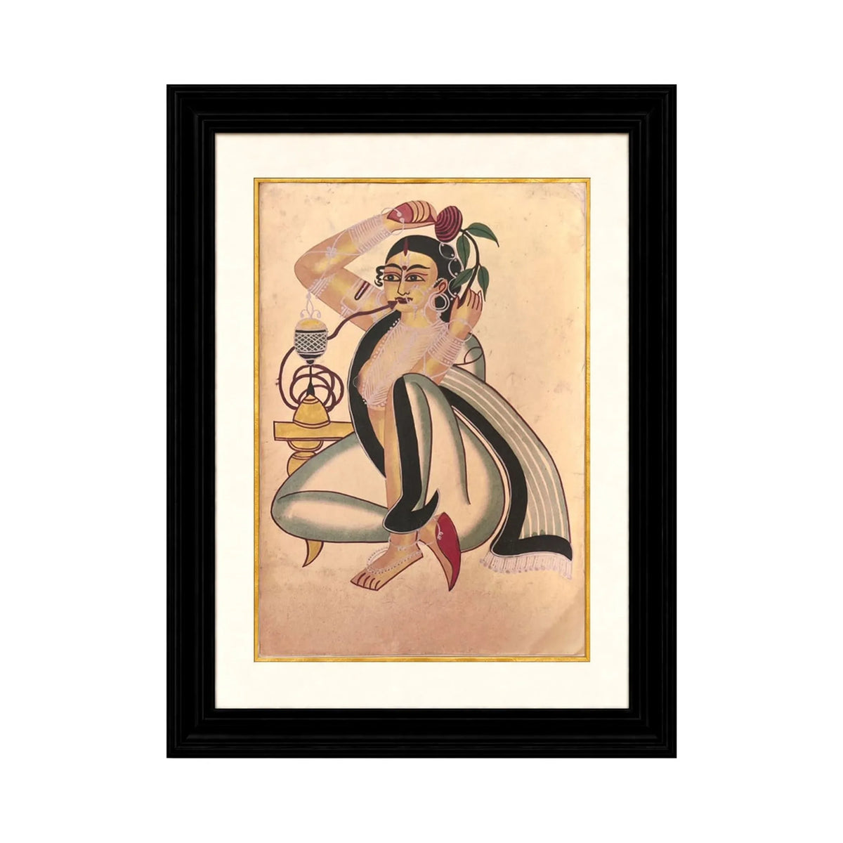 Arzaani 
Woman Adorning Her Hair with a Rose
Kalighat Paintings
30-40 years old