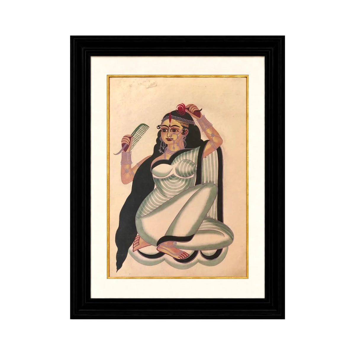 Arzaani 
Woman Combing Her Hair
Kalighat Paintings
30-40 years old